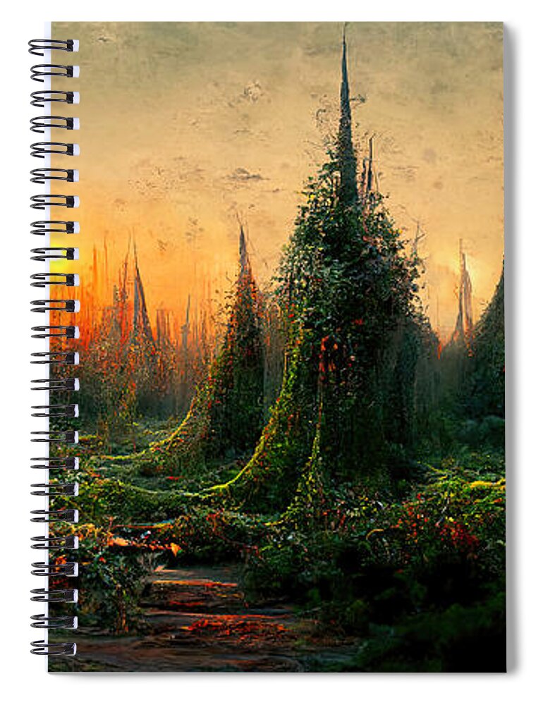 Fairy Spiral Notebook featuring the painting Walking into the forest of Elves, 19 by AM FineArtPrints