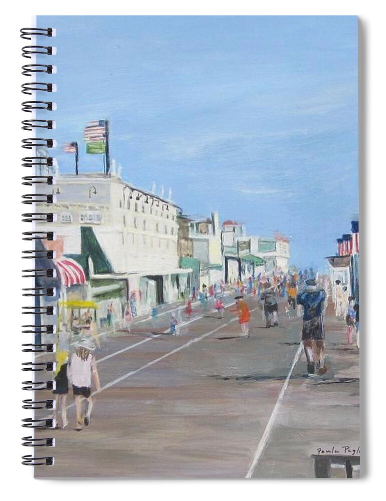 Painting Spiral Notebook featuring the painting Walking The Boards by Paula Pagliughi