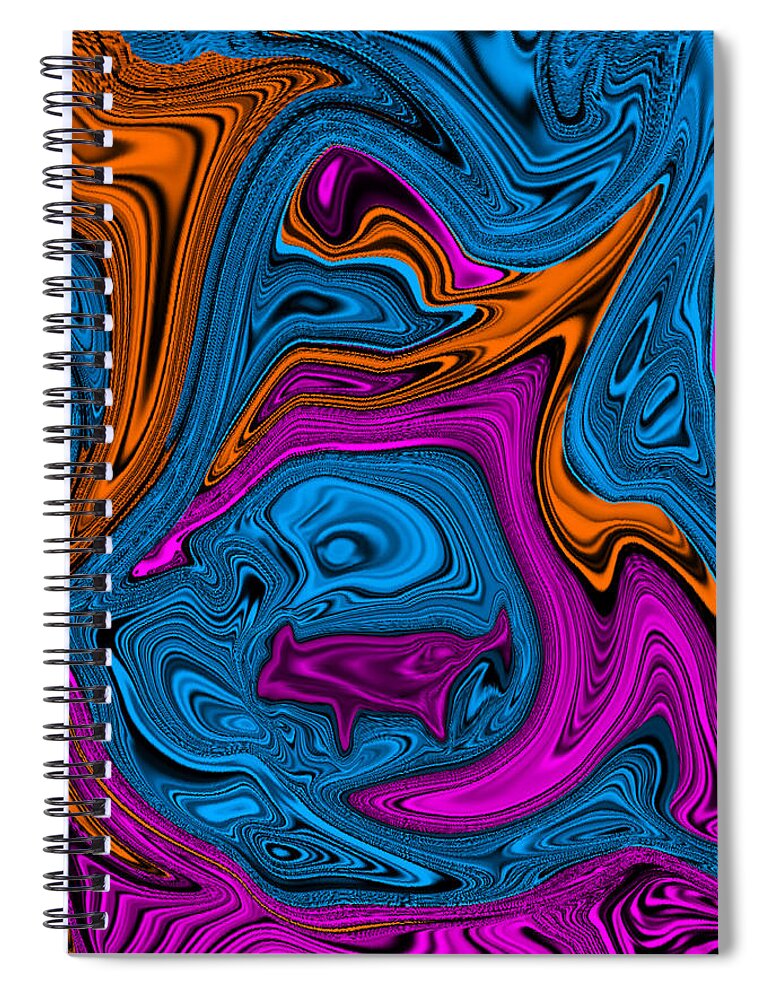Abstract Art Spiral Notebook featuring the digital art Walking the Dog Abstract by Ronald Mills