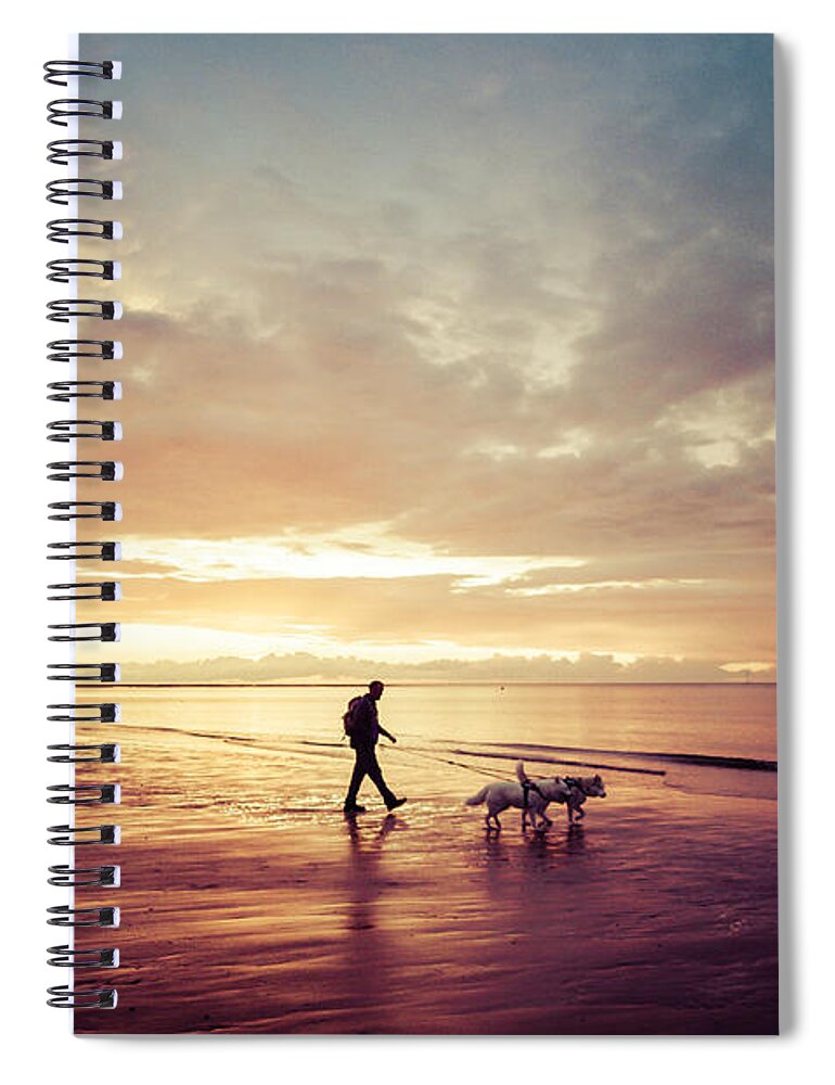 Ambient Light Spiral Notebook featuring the photograph Walking the Dogs at Sunset by Spikey Mouse Photography