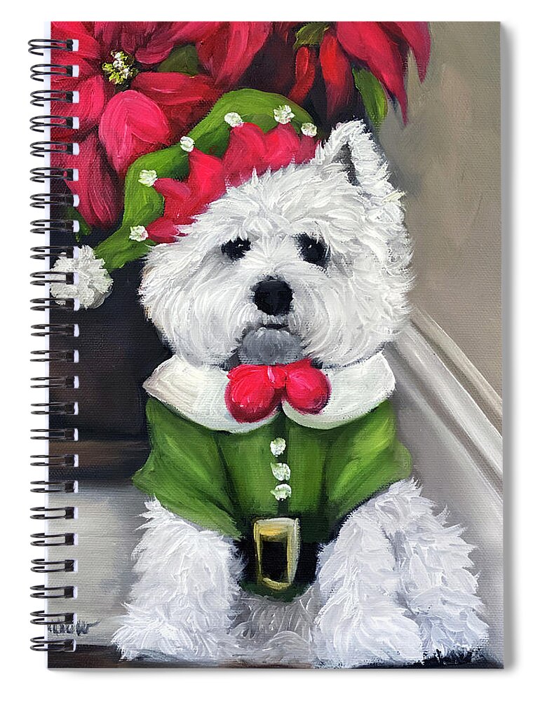 Elf Spiral Notebook featuring the painting Wally The Elf by Mary Sparrow