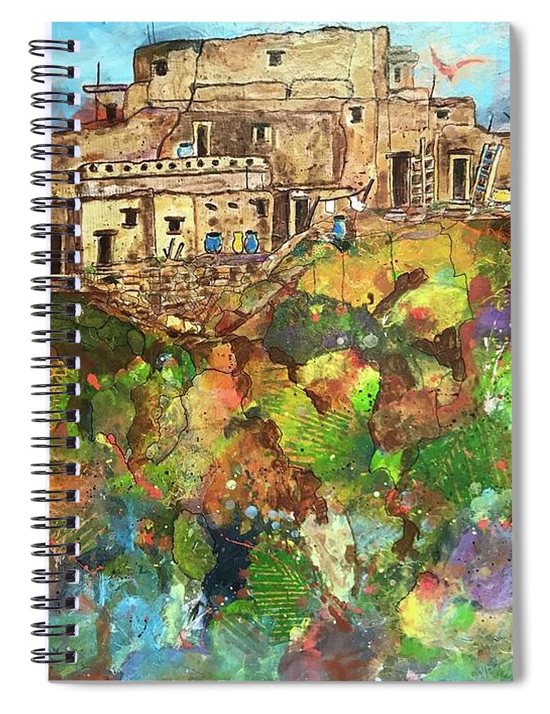 Southwest Landscape Spiral Notebook featuring the painting Walpi Village II by Elaine Elliott