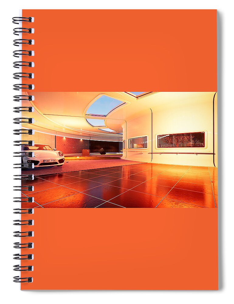 Construction. Architecture Spiral Notebook featuring the digital art Warm Horizon by Ee Photography