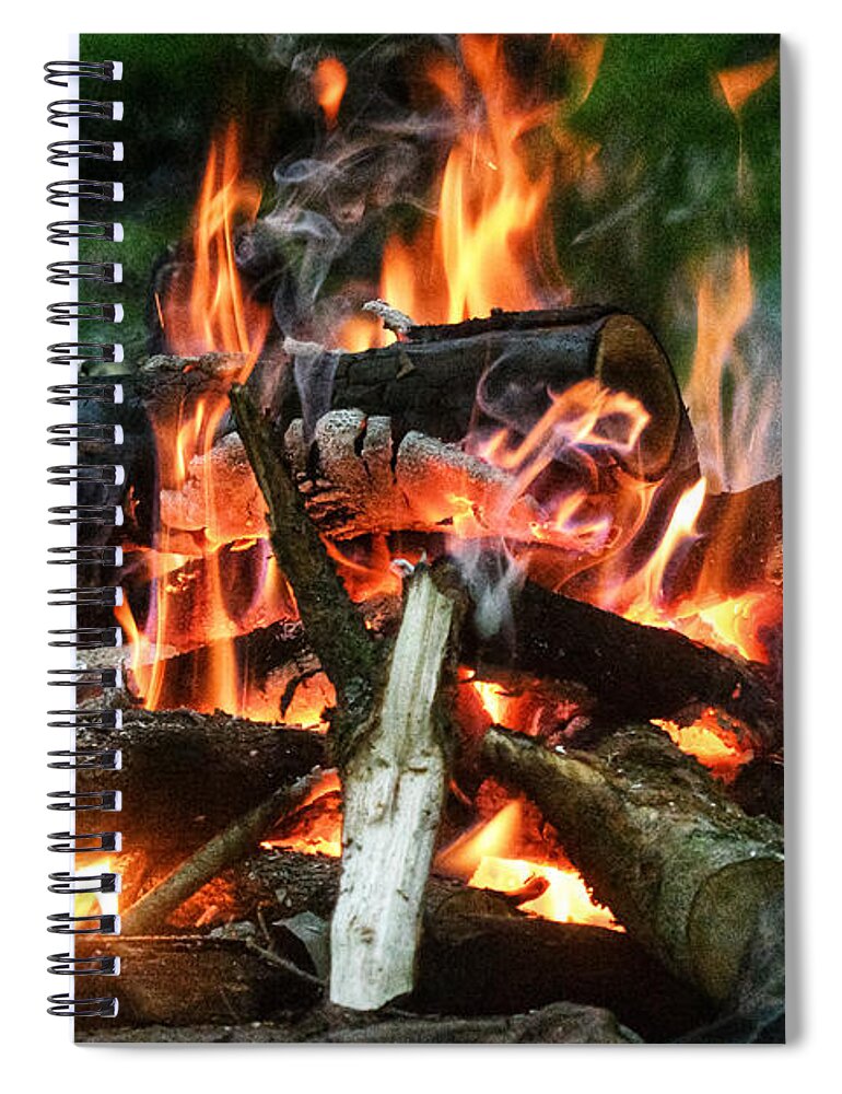 Photo Spiral Notebook featuring the photograph Warming Campfire by Evan Foster