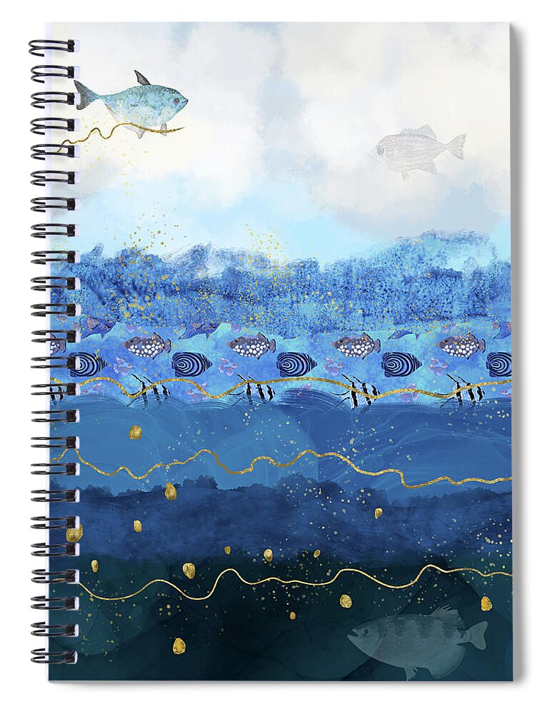 Global Warming Spiral Notebook featuring the digital art Warming Oceans and Sea Level Rise by Andreea Dumez