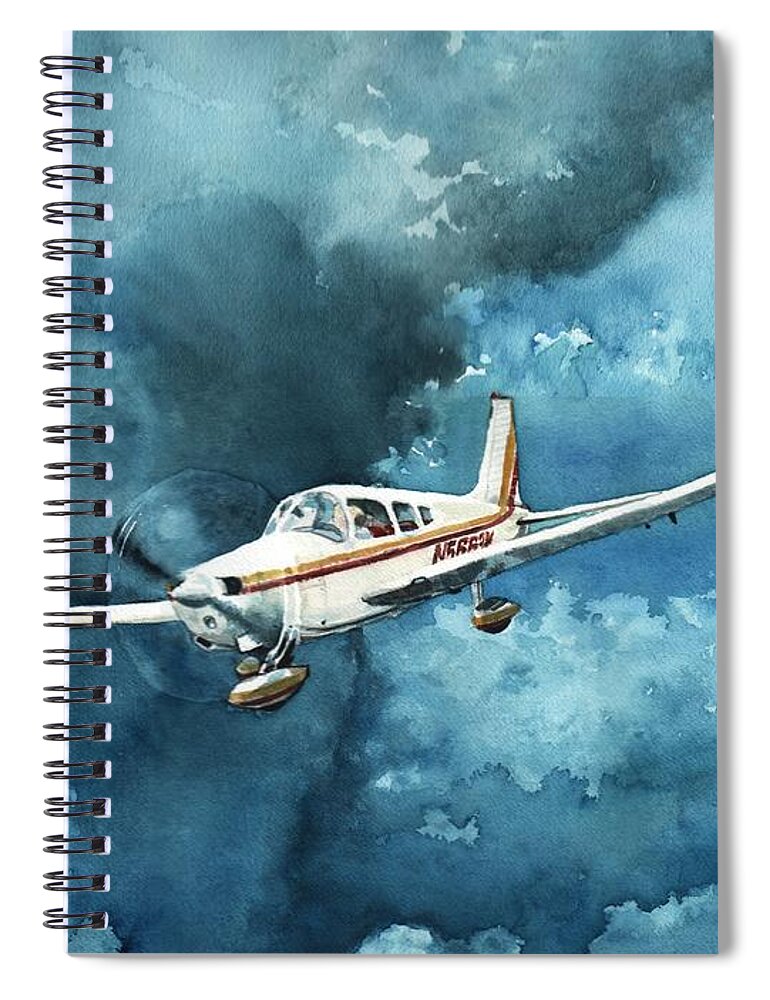 Piper Spiral Notebook featuring the painting Warrior Races the Storm by Merana Cadorette