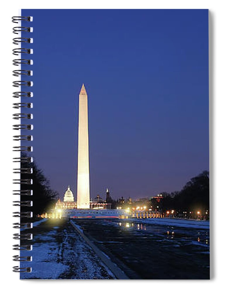 Washington Spiral Notebook featuring the photograph Washington Monument at Night by Carolyn Hutchins