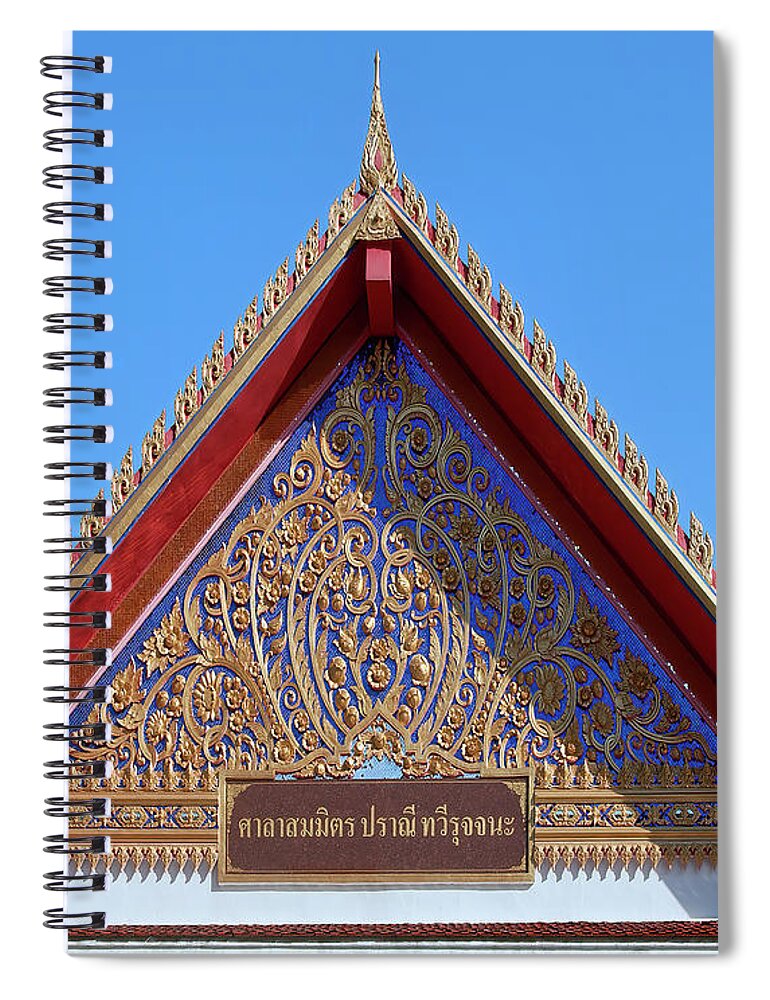 Scenic Spiral Notebook featuring the photograph Wat Maha Pruettharam Gable DTHB1049 by Gerry Gantt