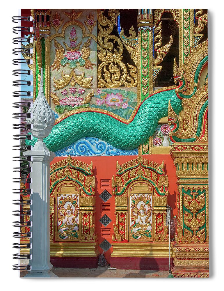 Scenic Spiral Notebook featuring the photograph Wat Nak Prok Wihan Ornamentation DTHB1885 by Gerry Gantt