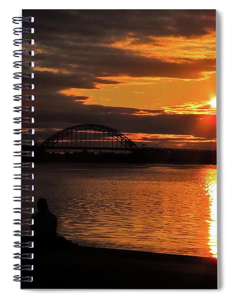 Sunset Spiral Notebook featuring the photograph Watching the Sun Go Down Along the Delaware River by Linda Stern