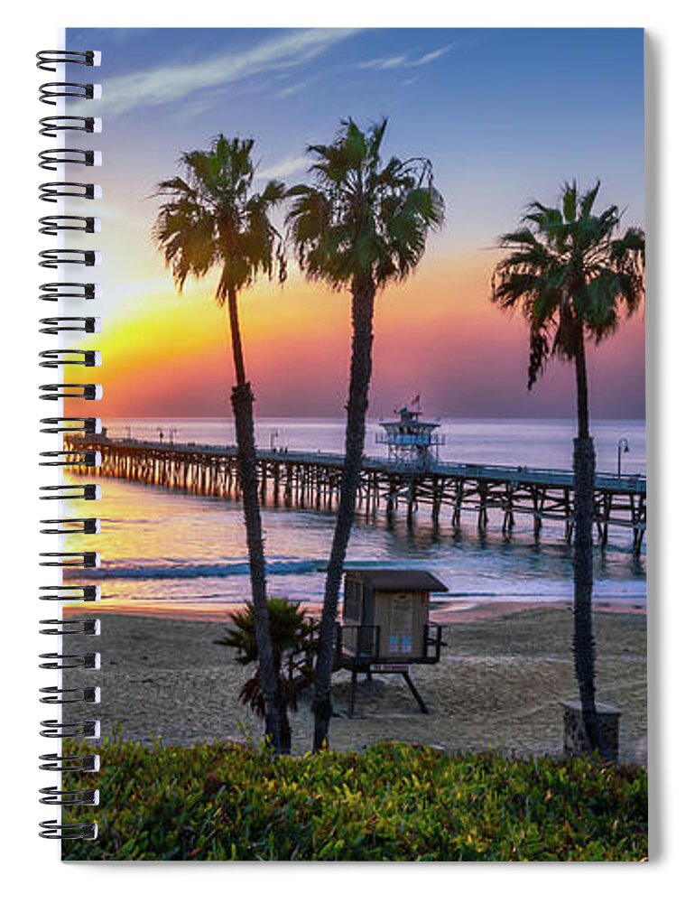 Beach Spiral Notebook featuring the photograph Watching the Sunset and the Marine Layer Compete to End the Day by David Levin