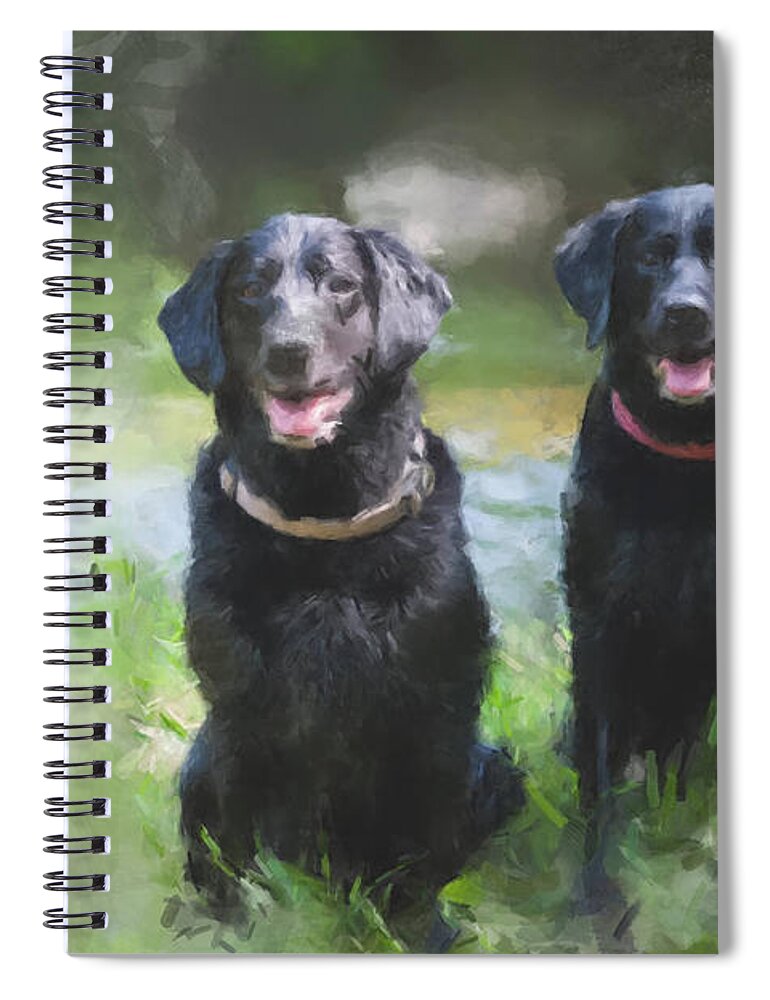  Spiral Notebook featuring the painting Water Dogs by Gary Arnold