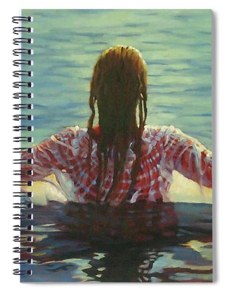 Girl In Water Spiral Notebook featuring the painting Water Goddess by Marguerite Chadwick-Juner