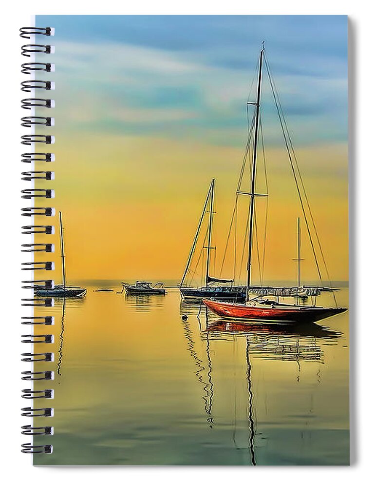 Sailboat Spiral Notebook featuring the photograph Water As Smooth as Glass by Cordia Murphy