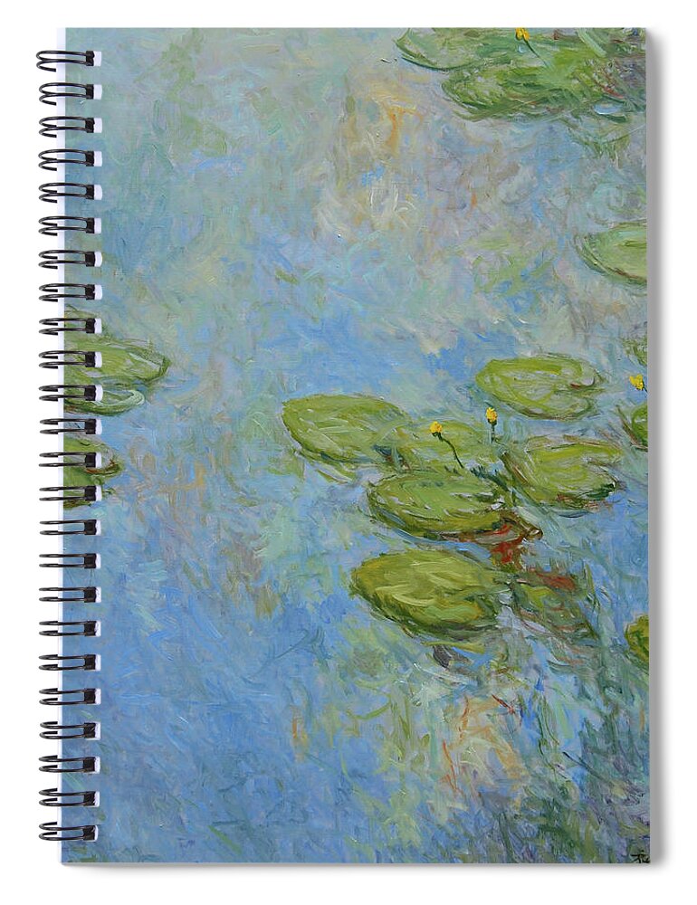 Waterlelies Spiral Notebook featuring the painting Water Lilies -color the abstraction of light by Pierre Dijk