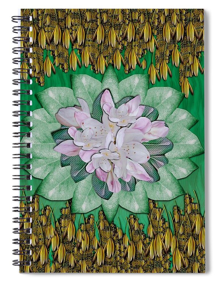 Flower Spiral Notebook featuring the mixed media Water Lily In Calm Beautiful Peacefulness by Pepita Selles
