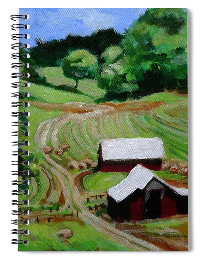 Farm View Valley Topography Spiral Notebook featuring the painting Water Valley Farm by Martha Tisdale