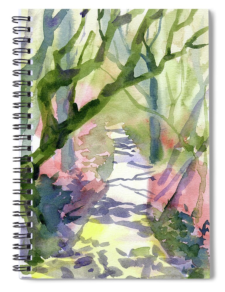 Watercolor Spiral Notebook featuring the digital art Watercolor A Single Pathway Painting by Sambel Pedes