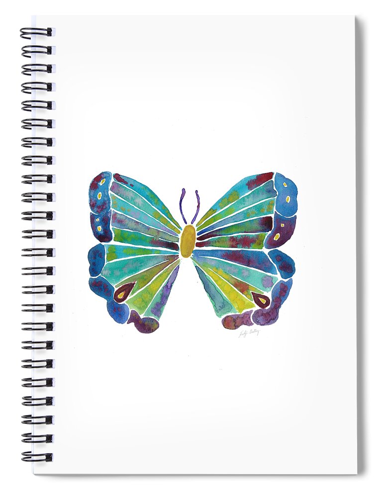 Rainbow Butterfly Spiral Notebook featuring the painting Watercolor Butterfly by Kristye Dudley