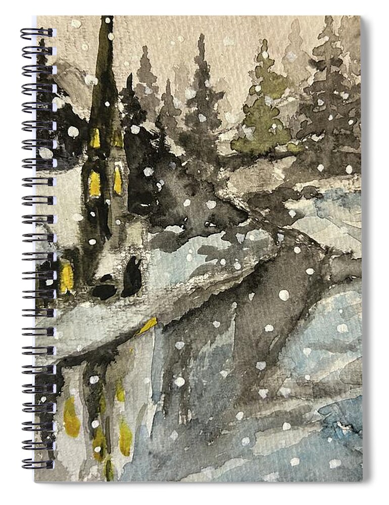 Watercolor Spiral Notebook featuring the painting Watercolor Church by Larry Whitler