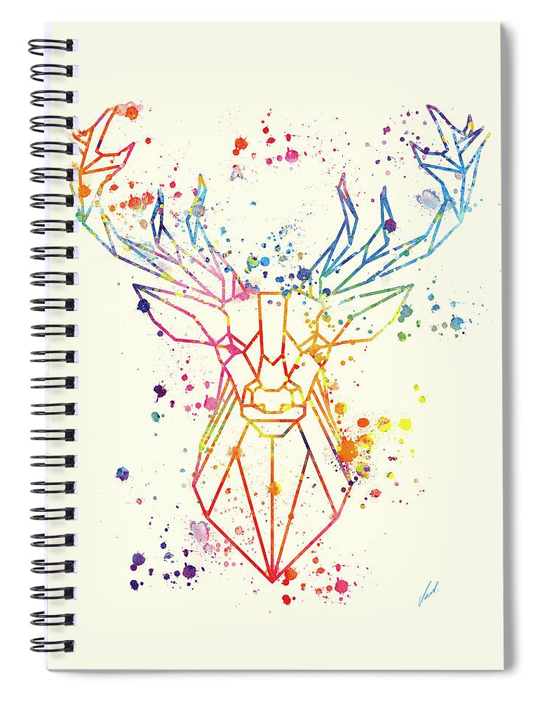 Watercolor Spiral Notebook featuring the painting Watercolor Deer by Vart by Vart