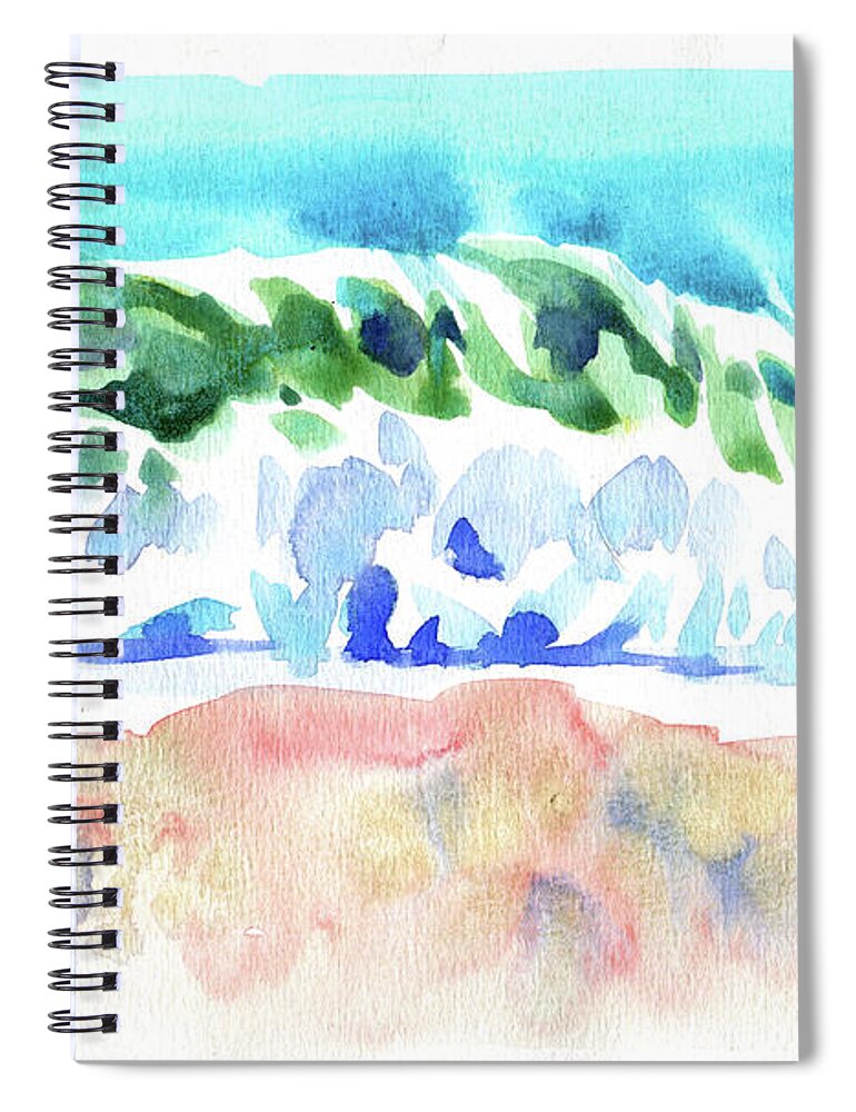 Watercolor Spiral Notebook featuring the digital art Watercolor Wave On Sea Painting by Sambel Pedes