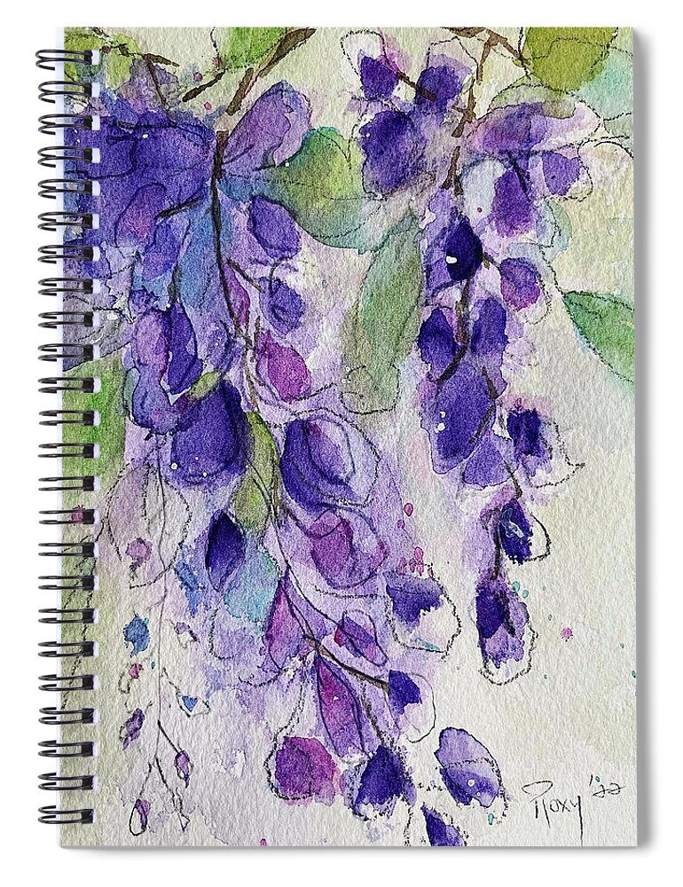Original Spiral Notebook featuring the painting Watercolor Wisteria by Roxy Rich
