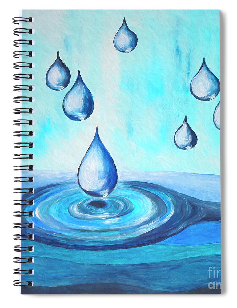 Painting Spiral Notebook featuring the painting Waterdrops by Jutta Maria Pusl