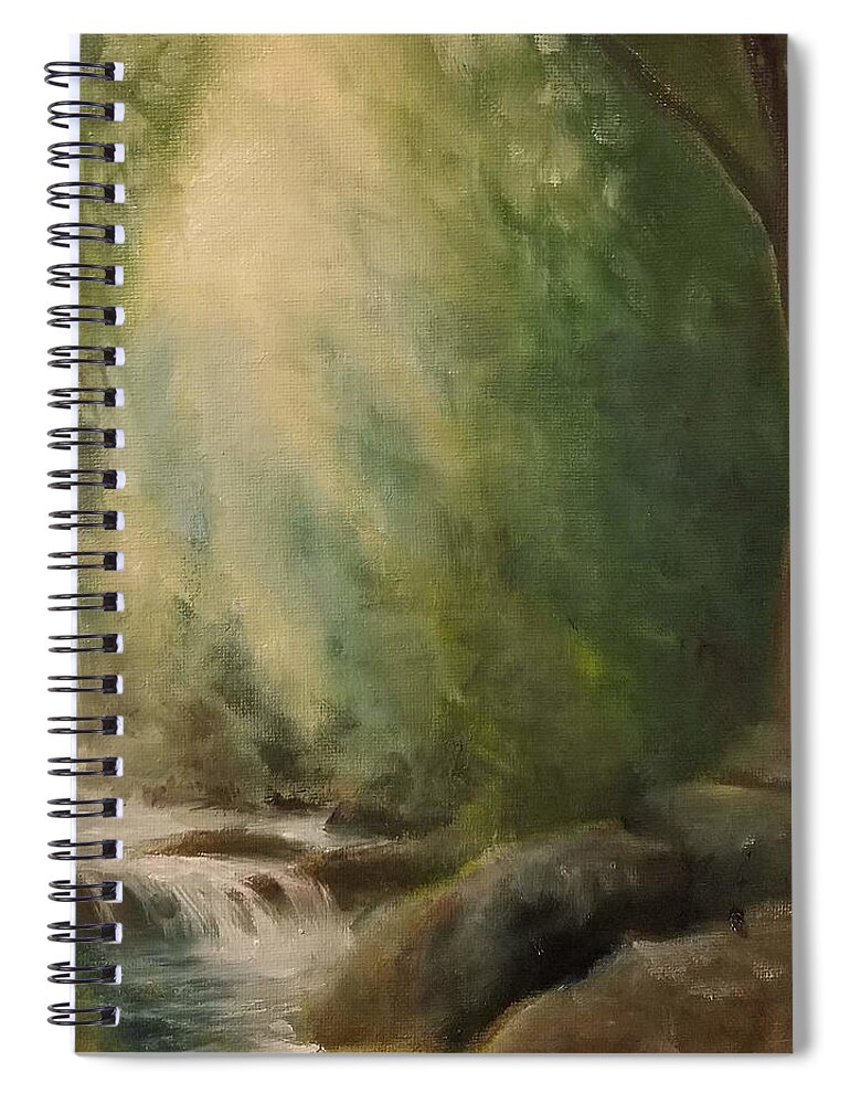  Spiral Notebook featuring the painting Waterfall by Caroline Philp