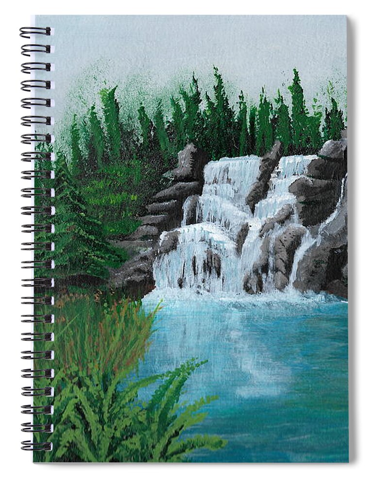 Waterfall Spiral Notebook featuring the painting Waterfall On Ridge by David Bigelow