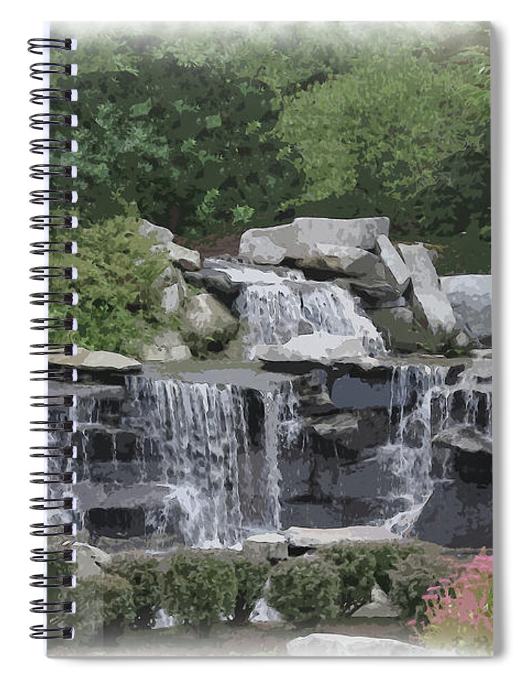 Waterfalls Spiral Notebook featuring the digital art Waterfalls Within The Garden by Kirt Tisdale