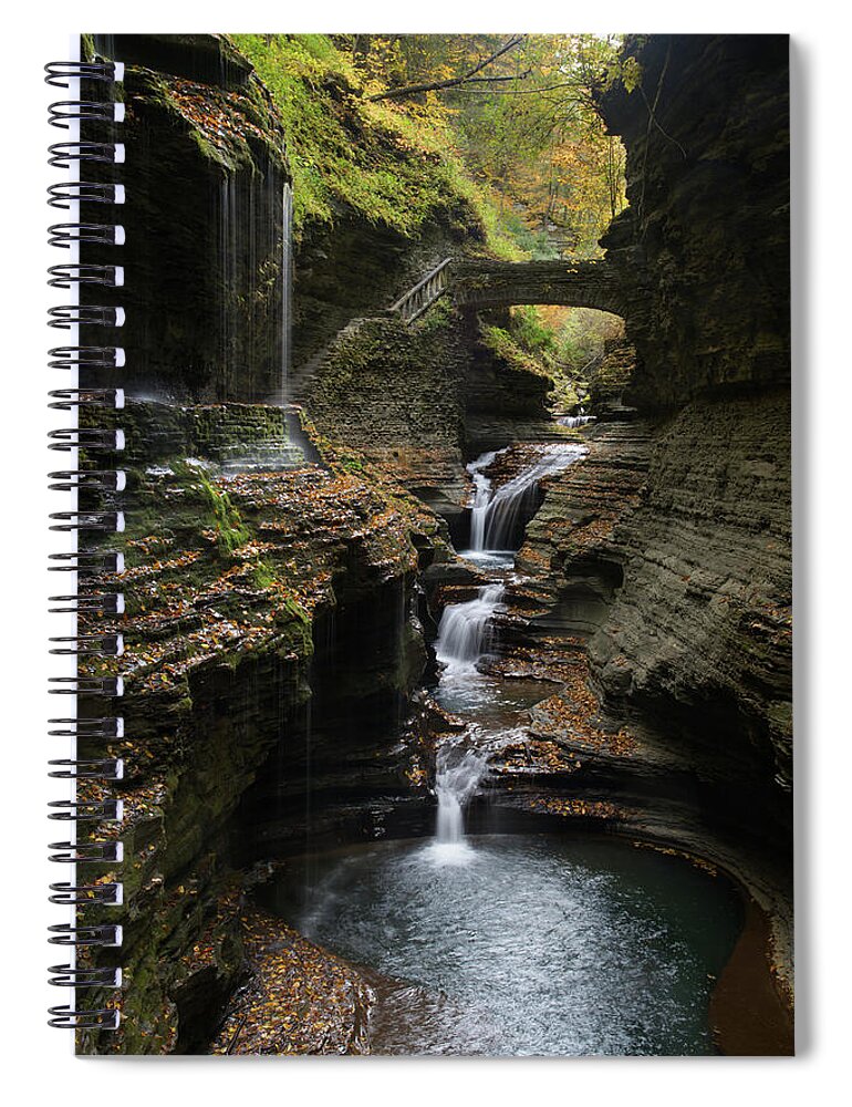 Waterfall Spiral Notebook featuring the photograph Watkins Glen Rainbow Falls #1 by Flinn Hackett