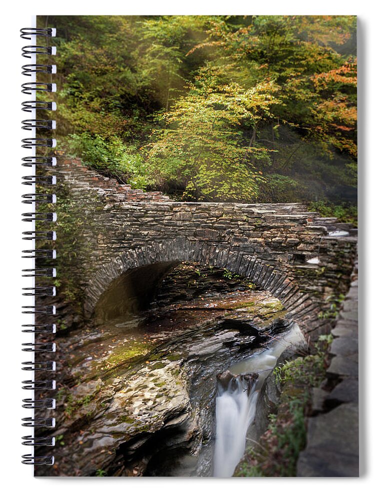 Watkins Spiral Notebook featuring the photograph Watkins Glen Bridge by Amanda Jones