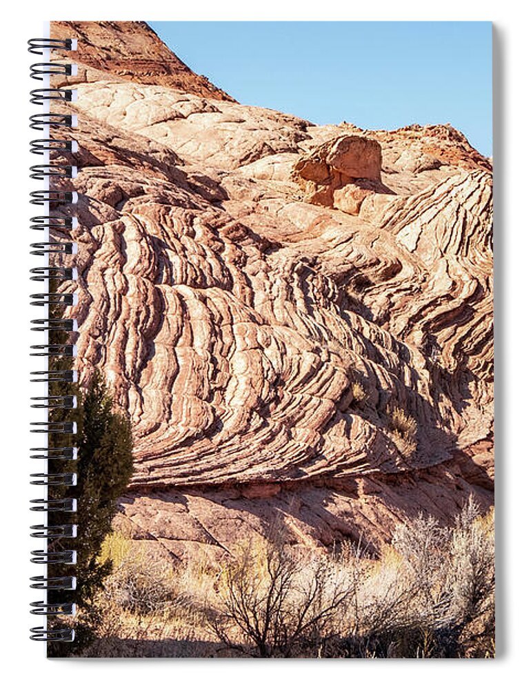 National Momument Spiral Notebook featuring the photograph Waves in a Rock by Nathan Wasylewski