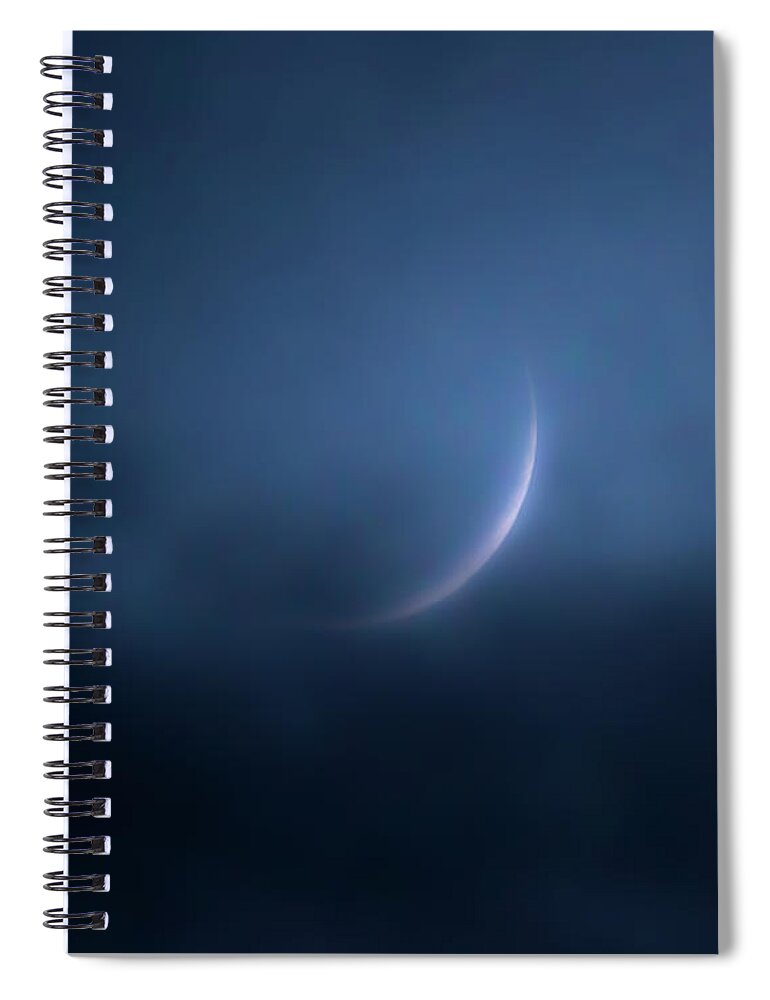 Crescent Spiral Notebook featuring the photograph Waxing Crescent by Mark Andrew Thomas