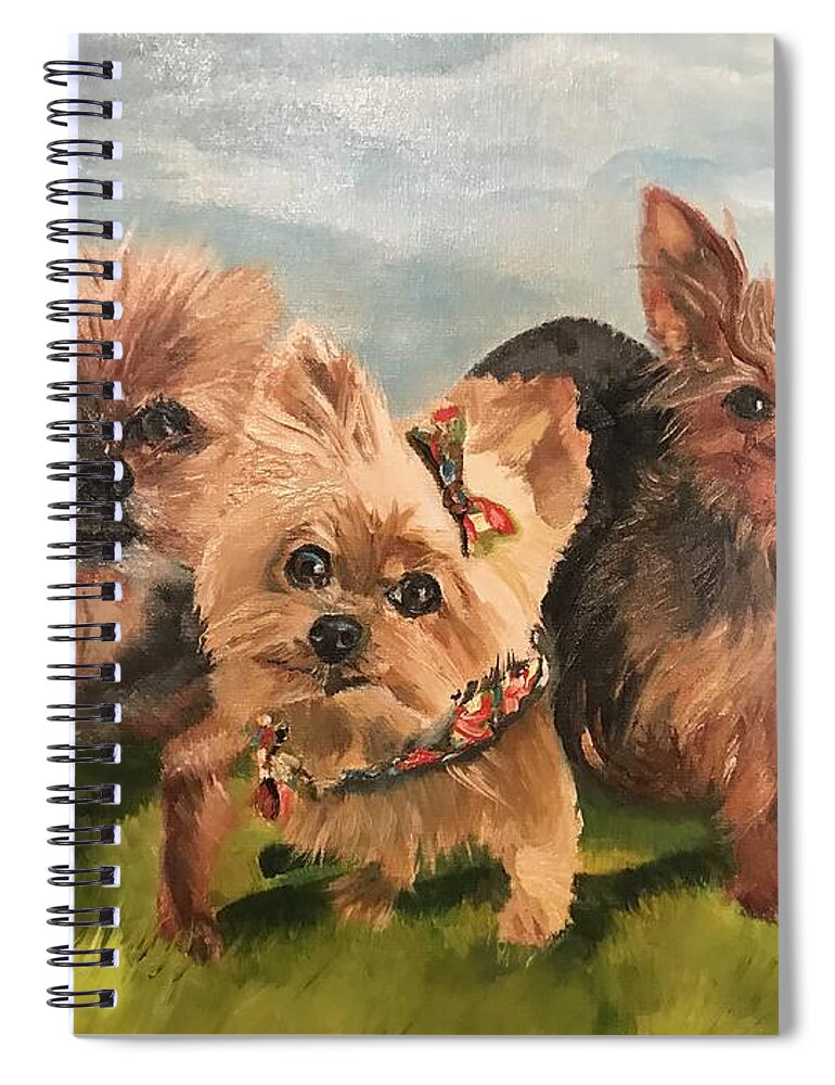  Spiral Notebook featuring the painting We are Family- dogs by Jan Dappen