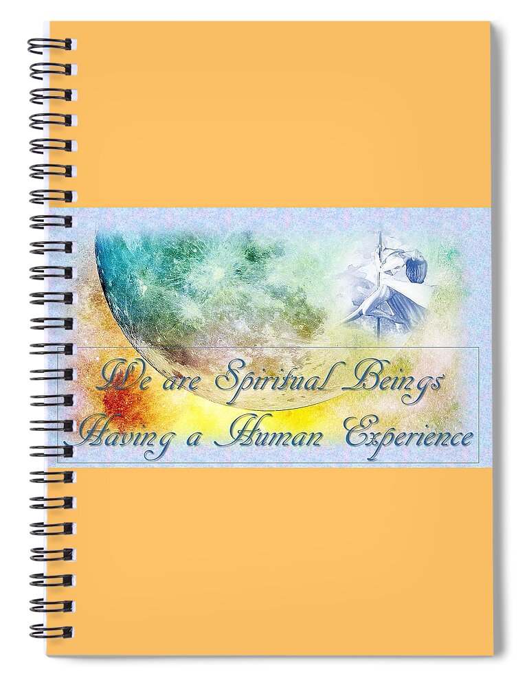 Moon Spiral Notebook featuring the mixed media We Are Spiritual Beings by Nancy Ayanna Wyatt