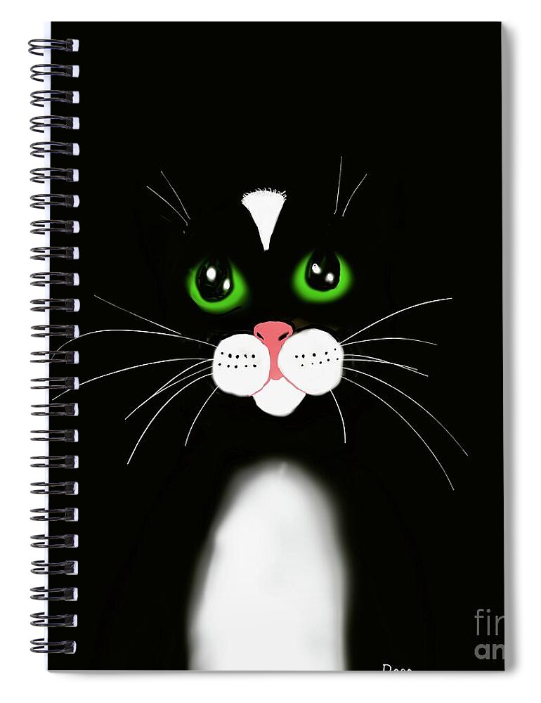 Black And White Cat Spiral Notebook featuring the digital art We can see you puss by Elaine Hayward