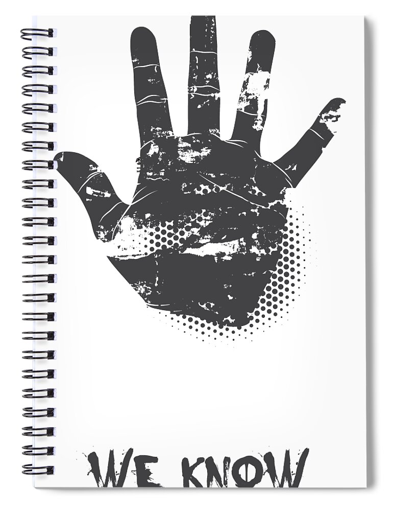 Halloween Spiral Notebook featuring the digital art We Know Grungy Palm by Jacob Zelazny