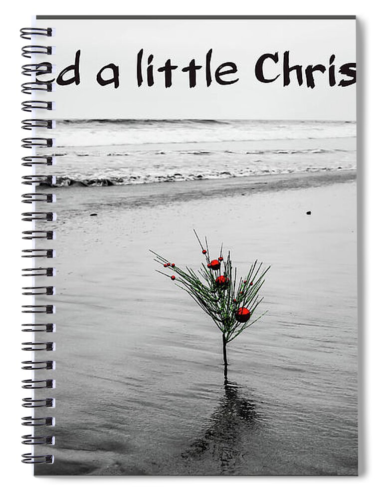 Beach Spiral Notebook featuring the photograph We Need A Little Christmas by Alison Frank