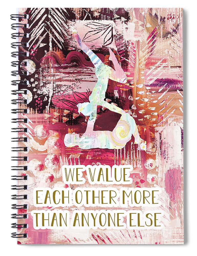 We Value Each Other Spiral Notebook featuring the drawing We value each other by Claudia Schoen