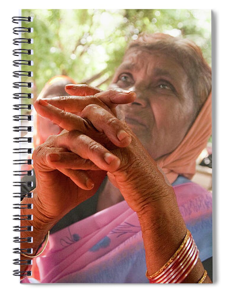 Documentary Photography Spiral Notebook featuring the photograph We Want Shelter by Lieve Snellings