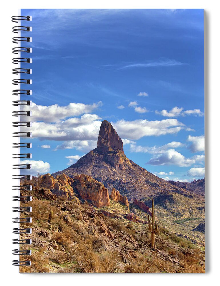 Weavers Needle Spiral Notebook featuring the photograph Weavers Needle by Bob Falcone