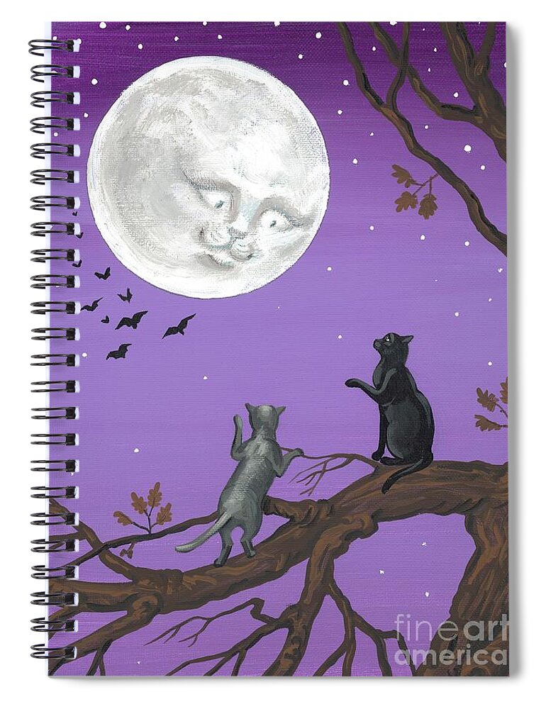 Print Spiral Notebook featuring the painting Welcome To The Cat's Club by Margaryta Yermolayeva