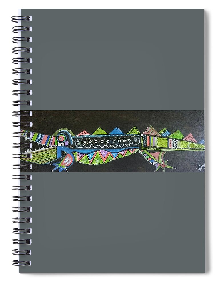 Gator Spiral Notebook featuring the painting Welcome To The Swamp by Tracy Mcdurmon