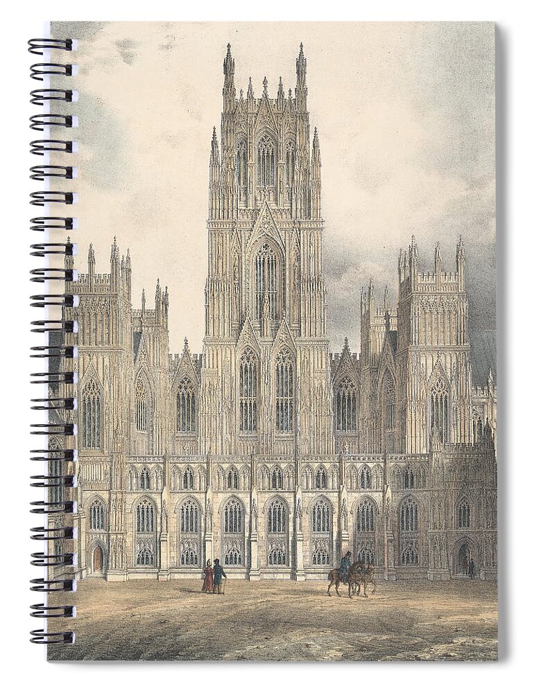 19th Century Spiral Notebook featuring the relief West Side of Quadrangle by John Harris