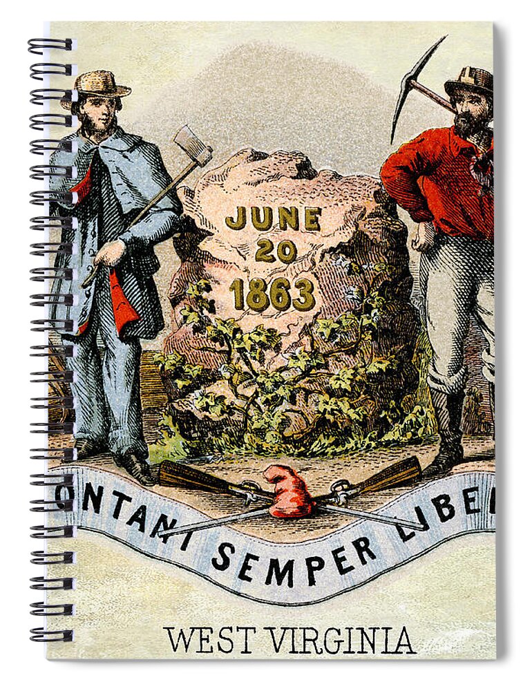 West Virginia Coat Of Arms Spiral Notebook featuring the photograph West Virginia Coat of Arms 1876 by Jon Neidert