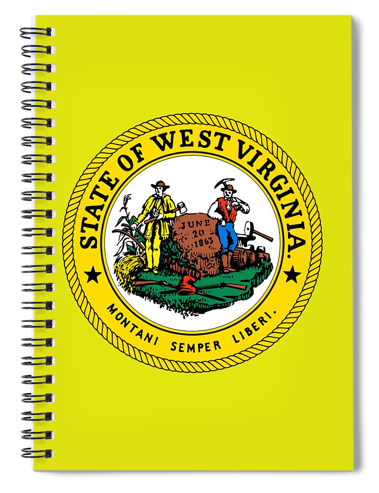 West Virginia Spiral Notebook featuring the digital art West Virginia State Seal by Movie Poster Prints