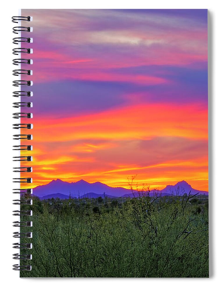 Sunset Spiral Notebook featuring the photograph Western Mountains h2018 by Mark Myhaver