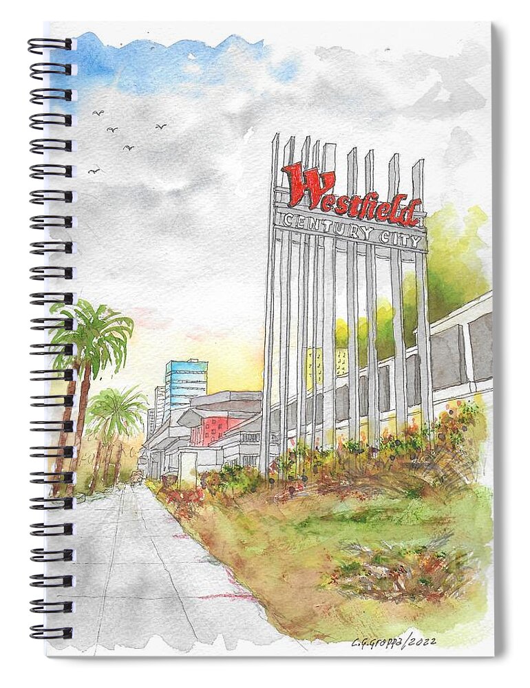 Westfield Mall Spiral Notebook featuring the painting Westfield Mall, Century City, California by Carlos G Groppa